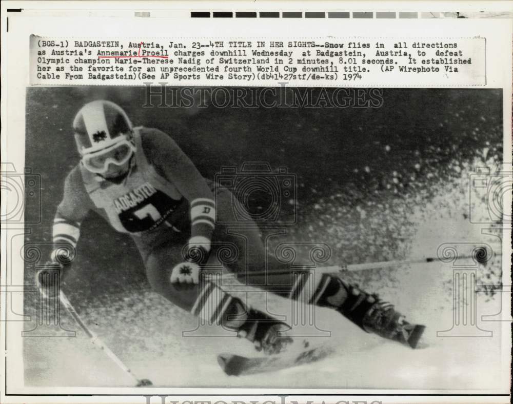 1974 Press Photo Annemarie Proell wins her 4th World Cup Skiing title in Austria- Historic Images