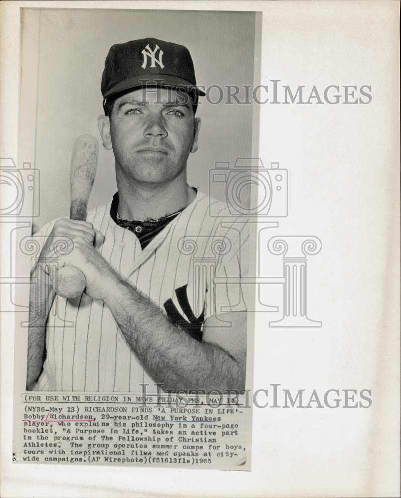 1965 Press Photo New York Yankees baseball player, Bobby Richardson - hpx06974- Historic Images