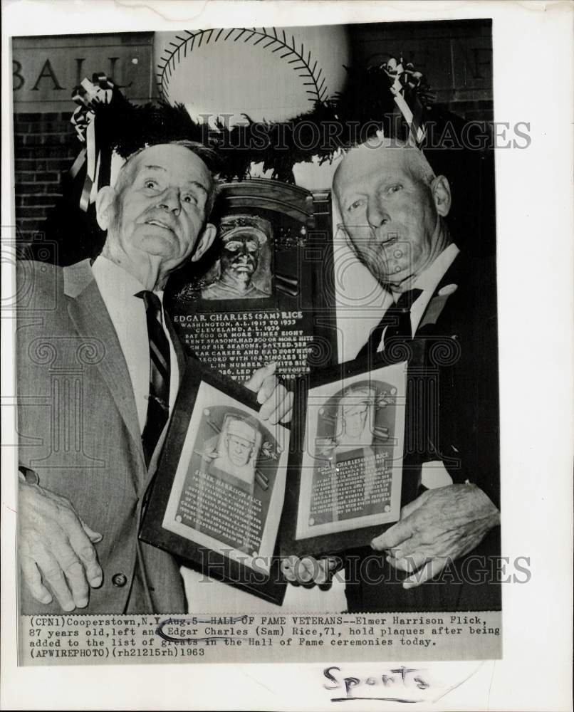 1963 Press Photo Elmer H. Flick and Edgar Charles Rice, Baseball Hall of Famers- Historic Images