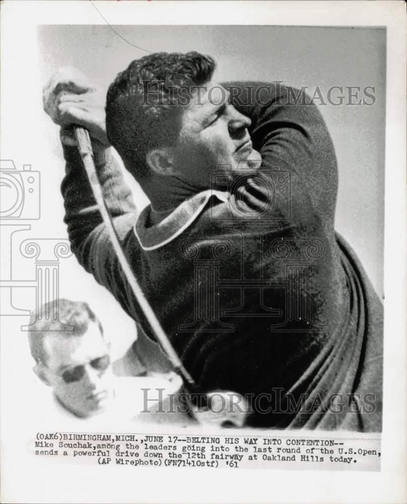 1961 Press Photo Golfer Mike Souchak, one of the leaders at the U.S. Open in MI- Historic Images