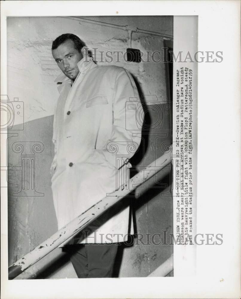 1959 Press Photo Swedish boxer Ingemar Johansson at the Yankee Stadium in NY- Historic Images