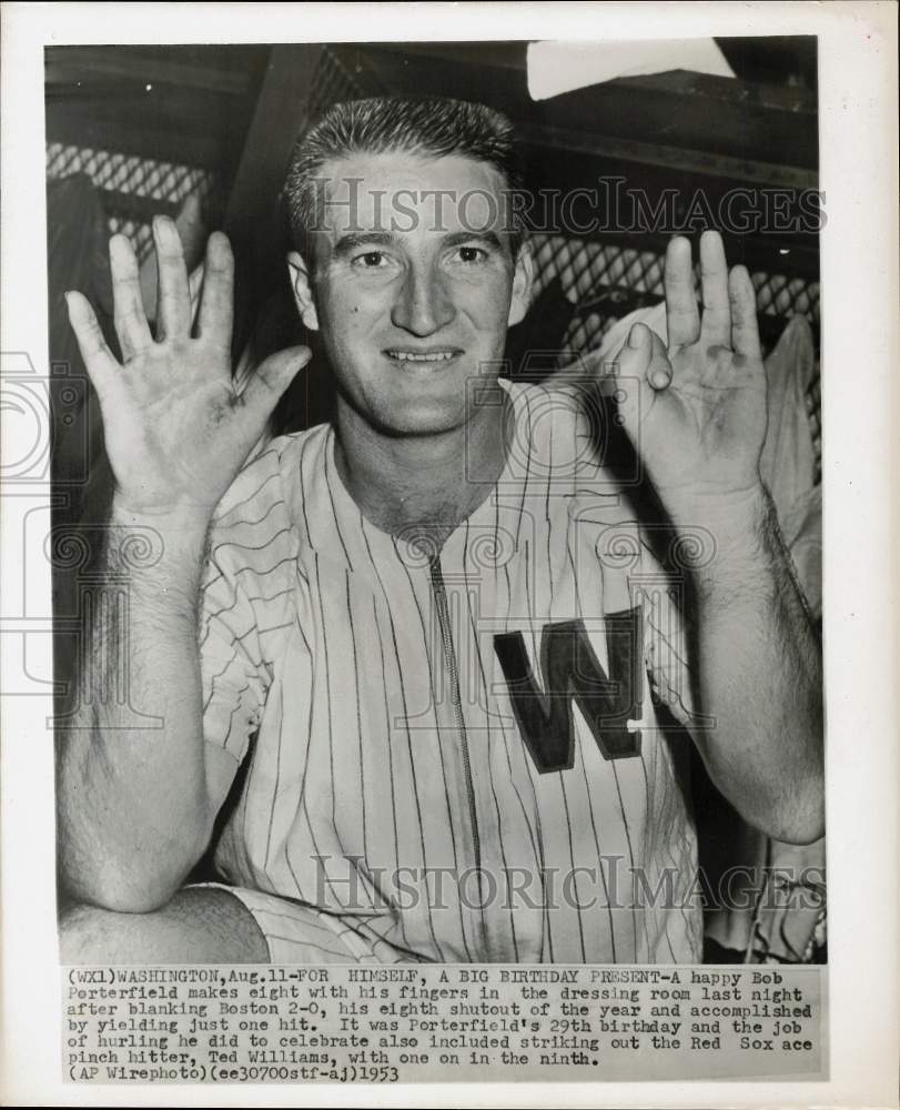 1953 Press Photo Senators baseball pitcher, Bob Porterfield after game in WA- Historic Images