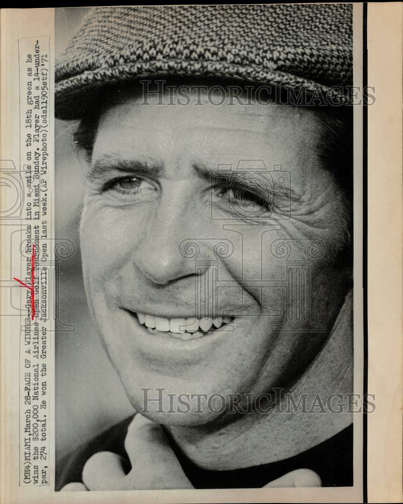 1971 Press Photo Gary Player wins at National Airlines Open Golf tourney in Fla.- Historic Images