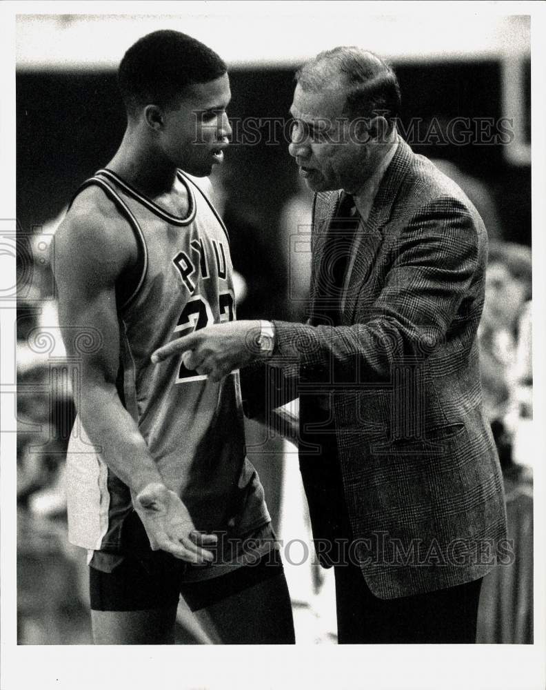 1989 Press Photo Prairie View basketball Jim Duplantier with Michael Ervin- Historic Images