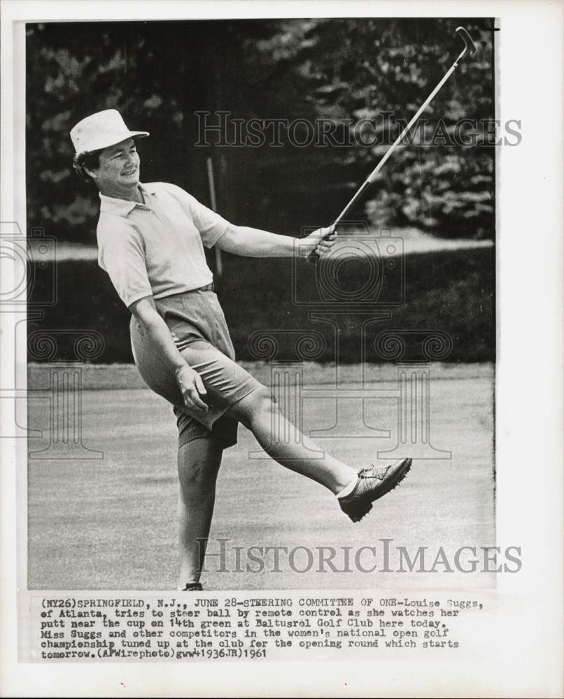 1961 Press Photo Louise Suggs at Women&#39;s National Open Golf championship in NJ- Historic Images