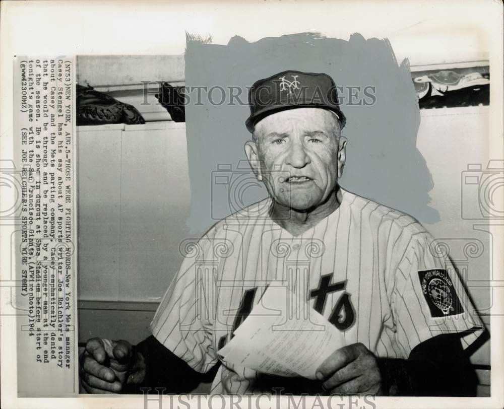 1964 Press Photo Manager for the New York Mets baseball team Casey Stengel- Historic Images