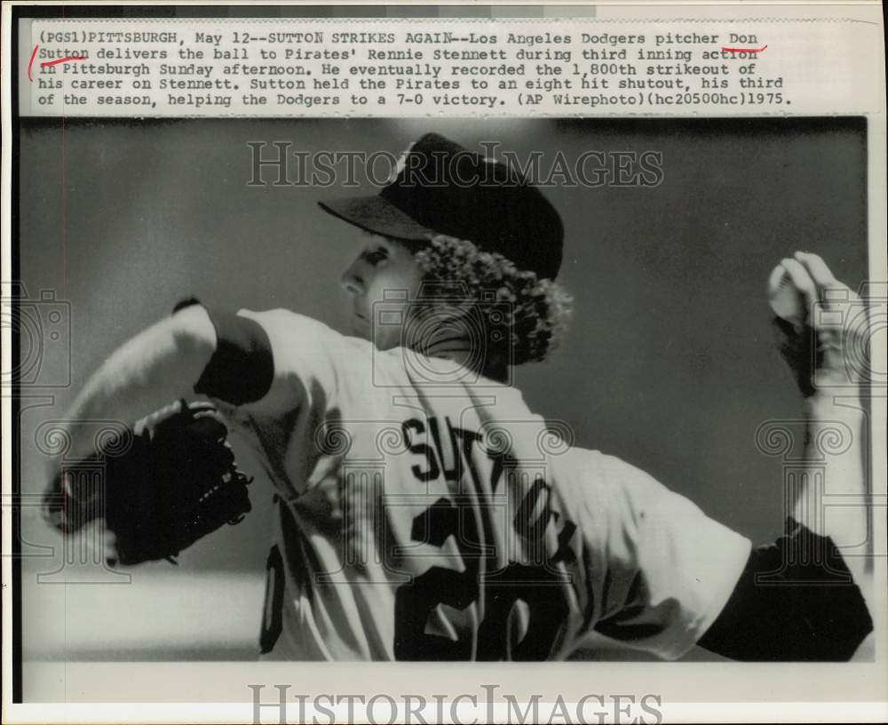 1975 Press Photo Dodgers baseball pitcher Don Sutton during game in Pittsburgh- Historic Images