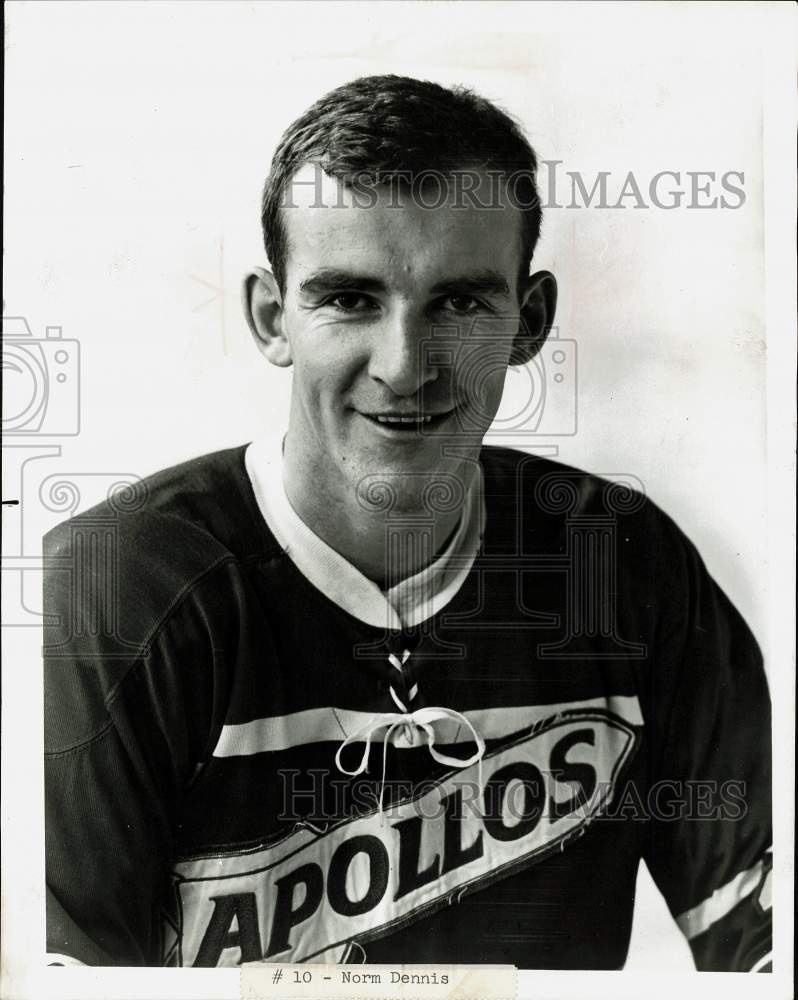 1967 Press Photo Houston Apollos hockey player Norm Dennis - hpx08265- Historic Images