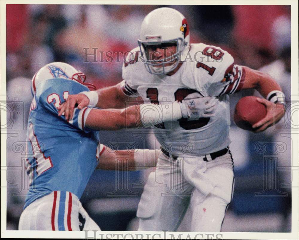 1988 Press Photo Cards football QB Cliff Stoudt vs. Oilers&#39; Jeff Donaldson- Historic Images