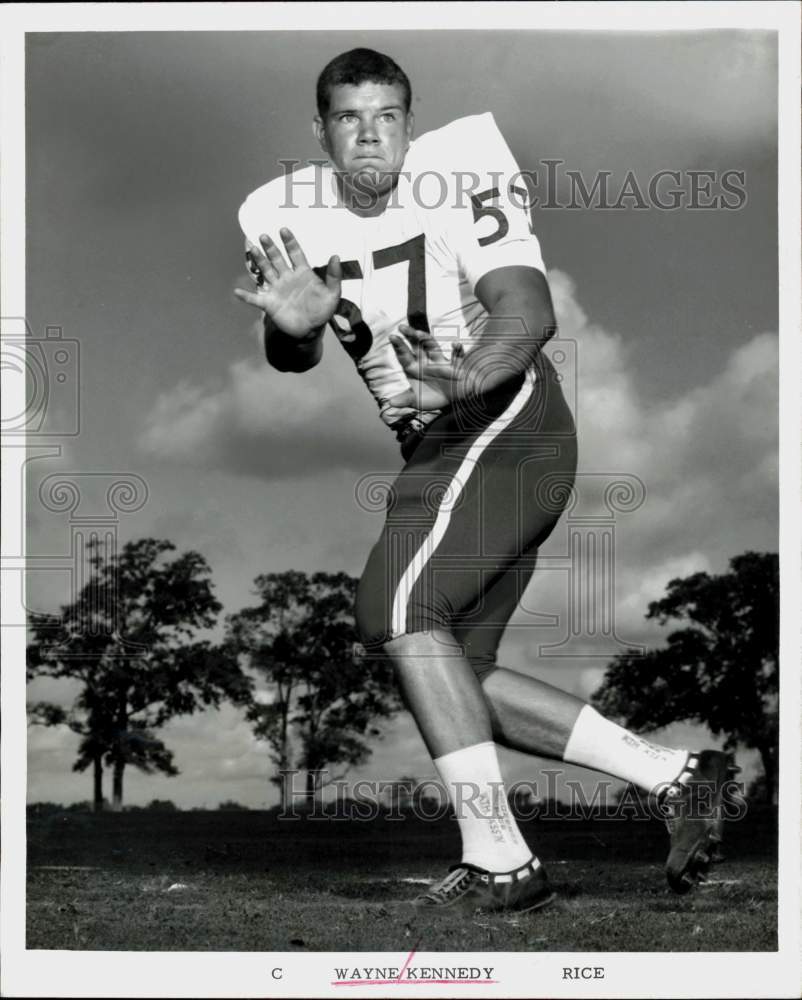 1967 Press Photo Wayne Kennedy, #57 for Rice University football team.- Historic Images