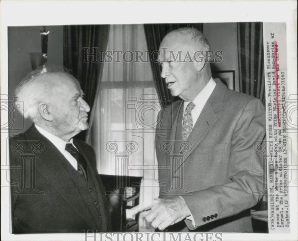 1960 Press Photo President Eisenhower and David Ben-Gurion pose at White House.- Historic Images