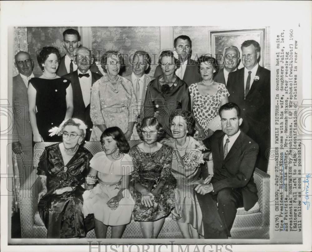 1960 Press Photo Vice President Richard Nixon and family in Chicago. - hpx12006- Historic Images