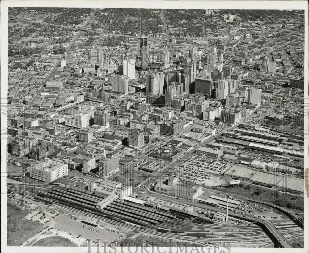 1954 Press Photo Aerial view of Dallas, Texas. - hpx12038- Historic Images