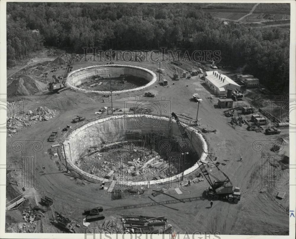 1966 Press Photo Tenneco storage tanks construction at Hopkinton, Massachusetts.- Historic Images