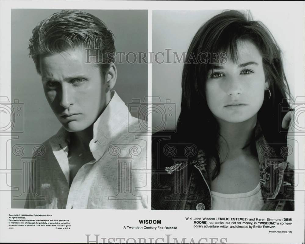 1986 Press Photo Emilio Estevez and Demi Moore star in &quot;Wisdom.&quot; - hpx17192- Historic Images