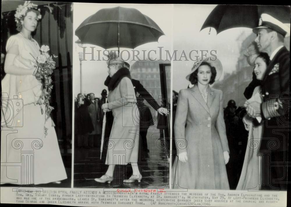 1946 Press Photo Britain&#39;s Royal Family attends wedding at Westminster.- Historic Images