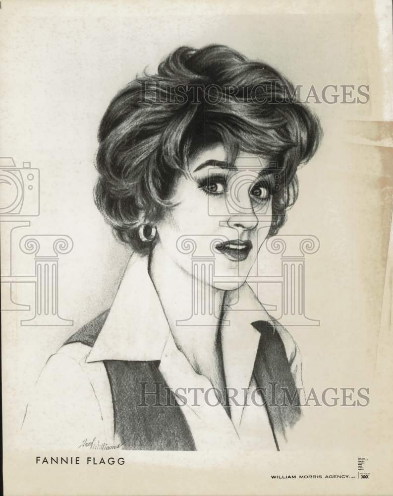 Press Photo Sketch of Actress Fannie Flagg - kfa00620- Historic Images