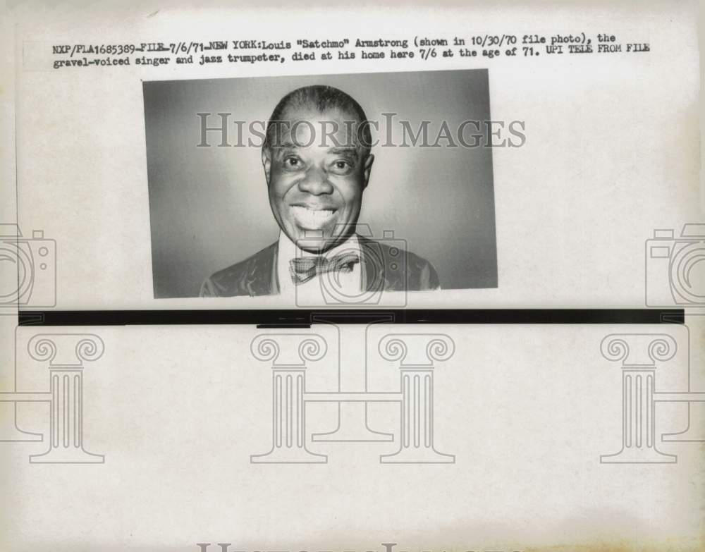 1970 Press Photo Musical artist Louis &quot;Satchmo&quot; Armstrong - kfa06731- Historic Images