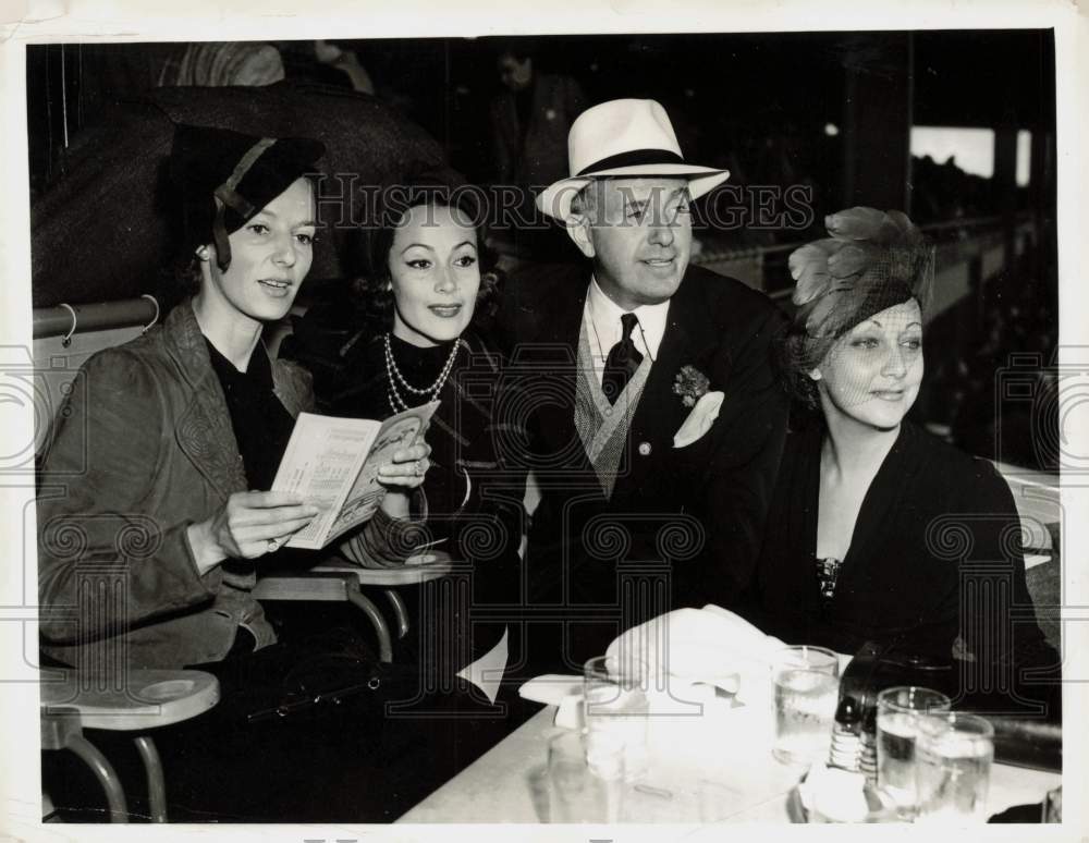 1938 Press Photo Mrs. Jock Whitney and guests at Hollywood Park opening, CA- Historic Images