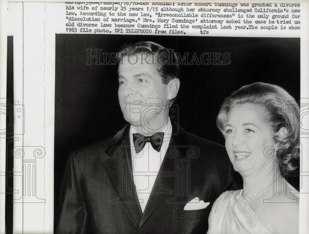 1963 Press Photo Actor Robert Cummings &amp; Wife Mary, Los Angeles, California- Historic Images