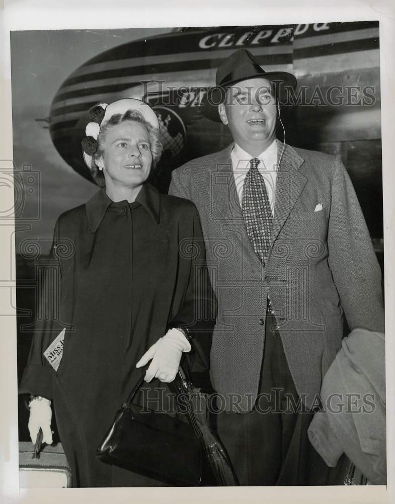 1951 Press Photo Herbert Hoover Jr. and wife at Miami airport - kfa09332- Historic Images