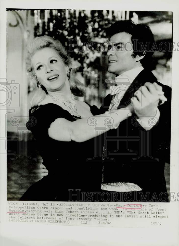 1972 Press Photo Mary Costa and Horst Buchholz film "The great Waltz" in Vienna- Historic Images