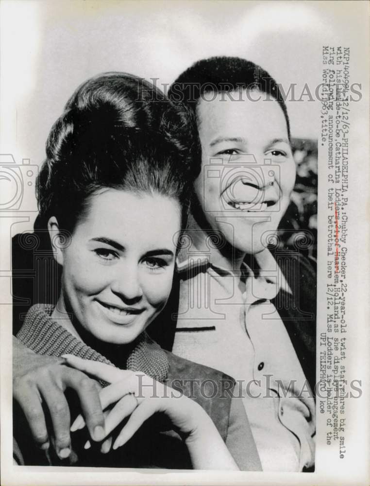 1963 Press Photo Chubby Checker and fiancee Catharina Lodders in Philadelphia- Historic Images