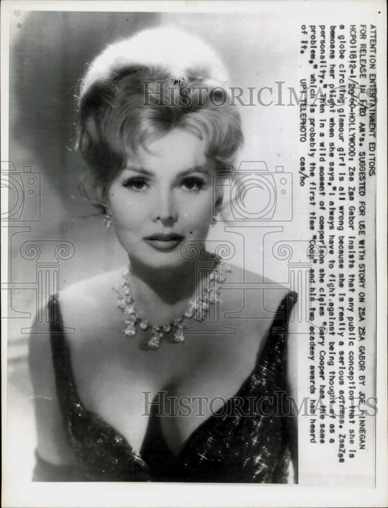 1960 Press Photo Actress Zsa Zsa Gabor in interview in Hollywood - kfa16648- Historic Images