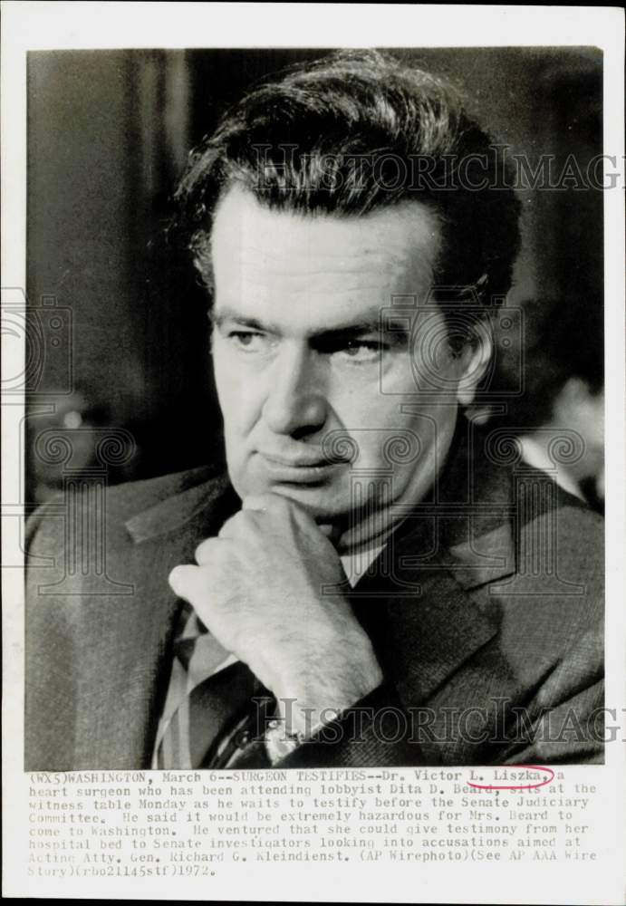 1972 Press Photo Dr. Victor Liszka testifies at Senate Judiciary Committee- Historic Images