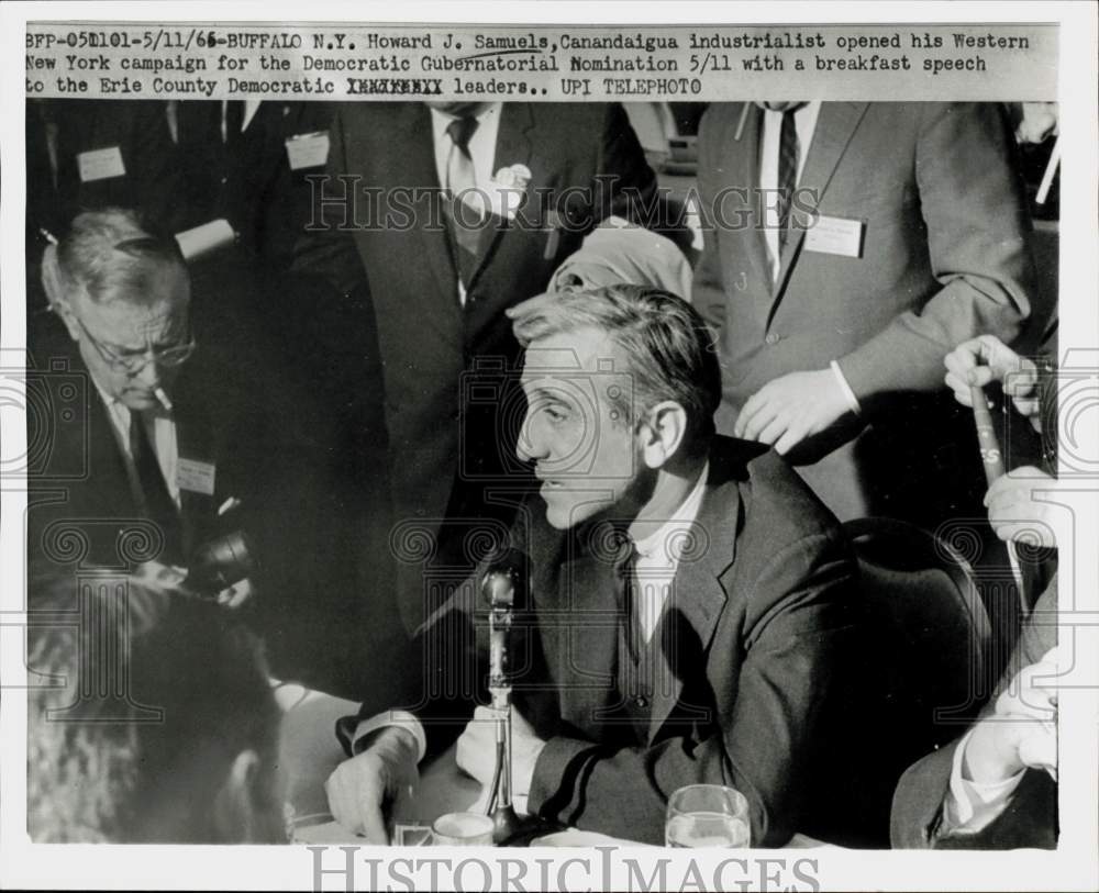 1966 Press Photo Howard Samuels campaigns to Erie County Democrats in New York- Historic Images