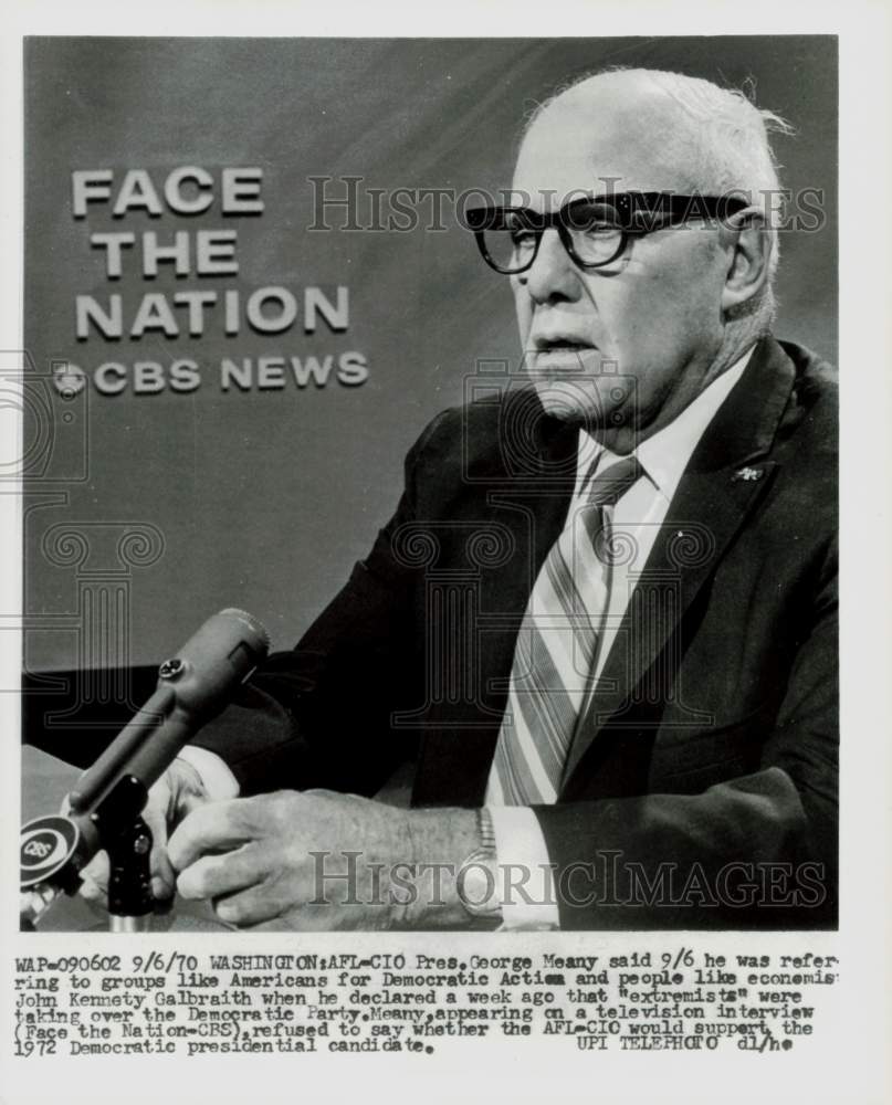 1970 Press Photo AFL-CIO President George Meany on CBS&#39; News Face The Nation- Historic Images