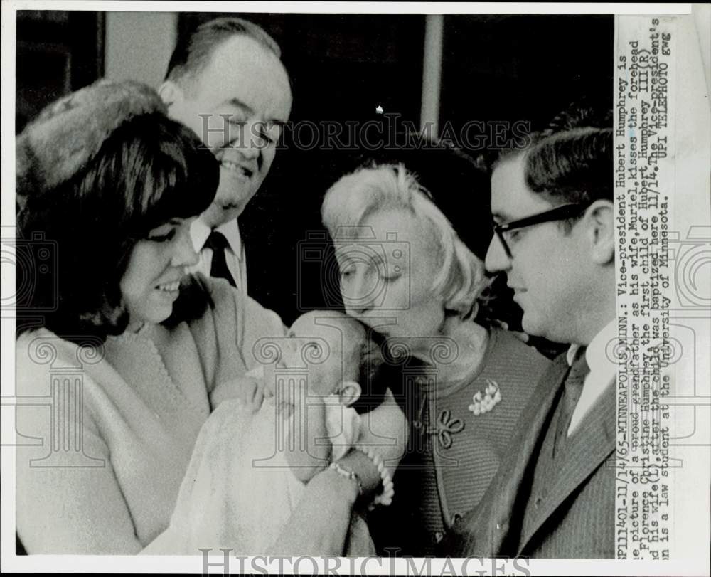 1965 Press Photo Hubert Humphrey & family at baptism of Florence in Minneapolis- Historic Images