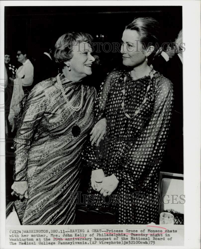 1973 Press Photo Princess Grace and her mother attend banquet in Washington- Historic Images