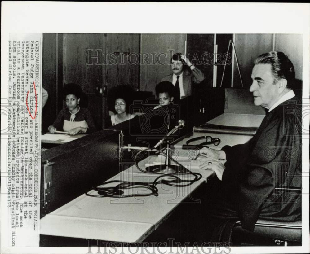 1973 Press Photo Judge John Sirica presides over mock trial in Washington- Historic Images