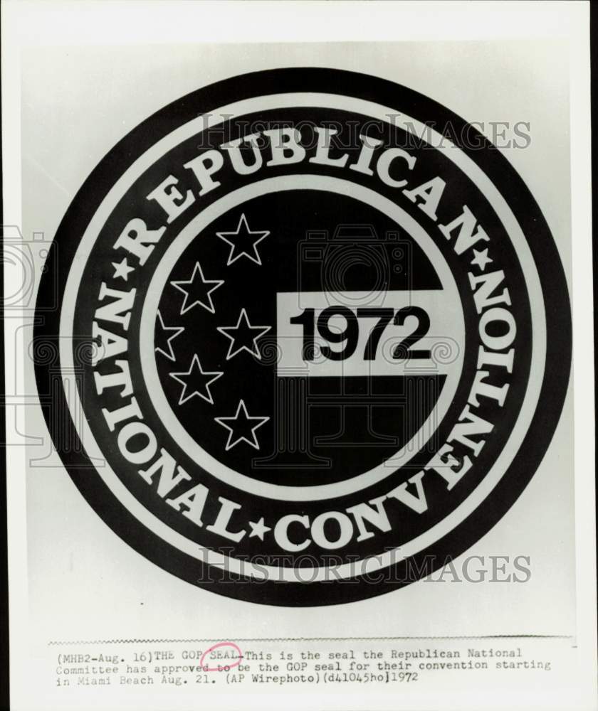 1972 Press Photo Seal of Republican National Convention at Miami Beach- Historic Images