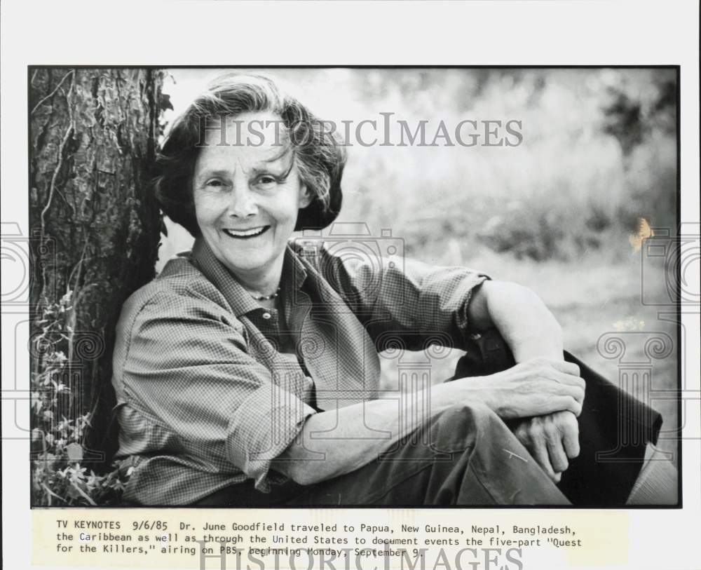 1985 Press Photo Dr. June Goodfield featured in TV&#39;s &quot;Quest for the Killers&quot;- Historic Images