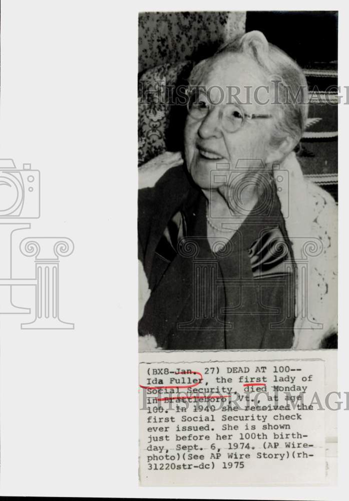 1974 Press Photo 1st Lady of Social Security Ida Full before her 100th birthday- Historic Images