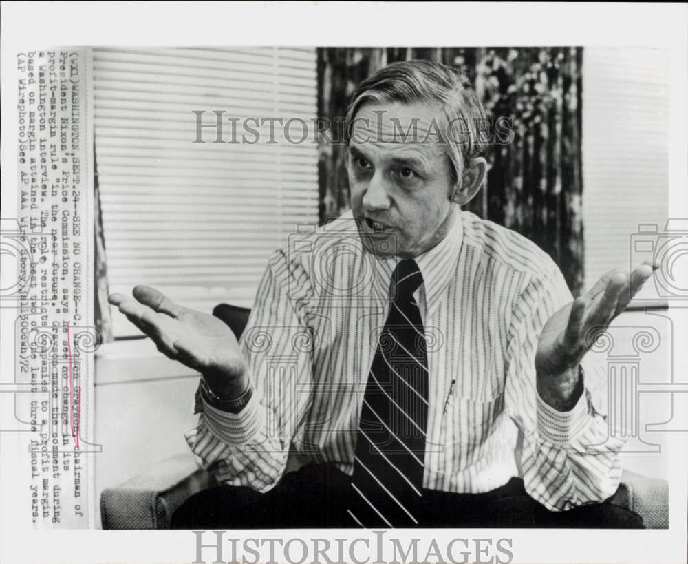 1972 Press Photo Price Commission chair Jackson Grayson speaks in Washington- Historic Images