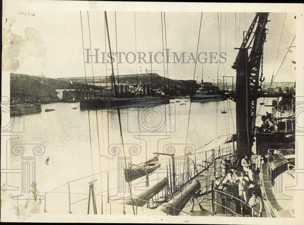 1918 Press Photo British and French war vessels guard Island of Corfu in Greece- Historic Images