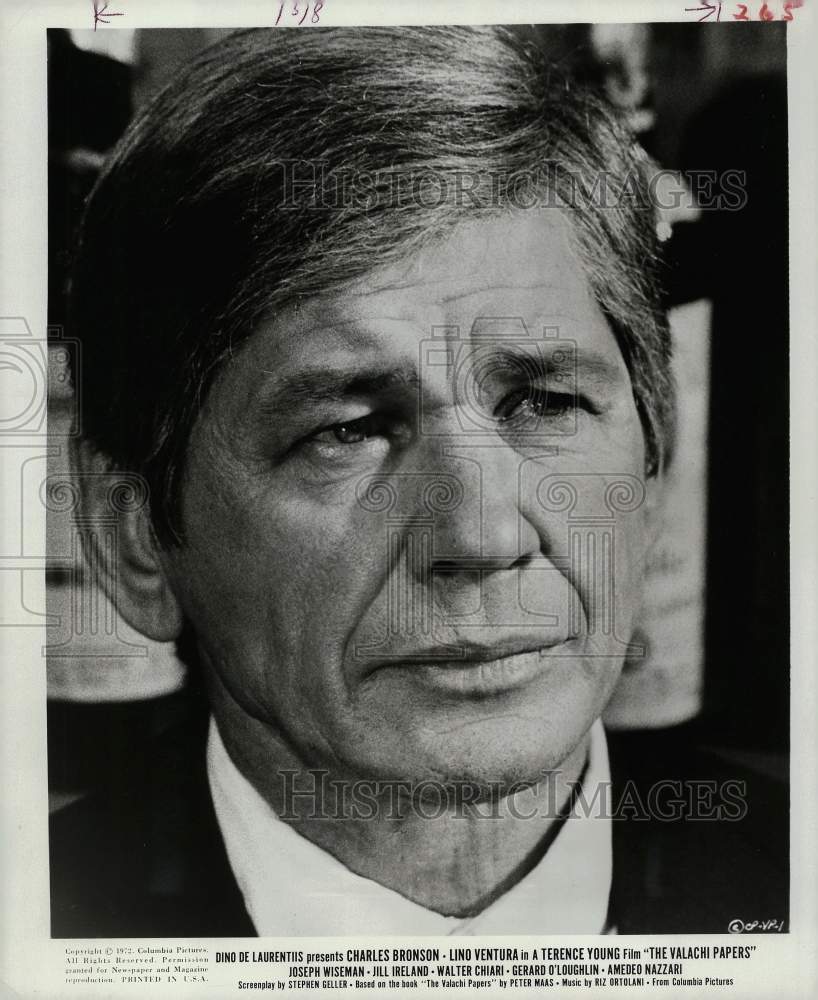 1972 Press Photo Actor Charles Bronson as Joe Valachi in &quot;The Valachi Papers&quot;- Historic Images