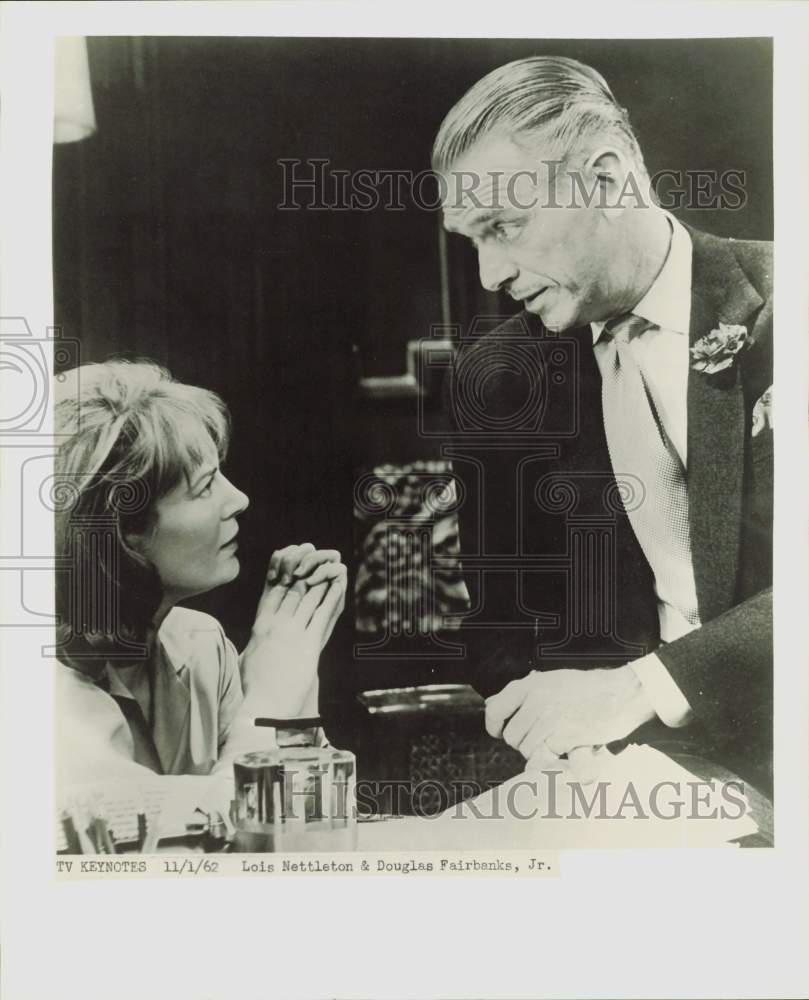 1962 Press Photo Actors Lois Nettleton &amp; Douglas Fairbanks, Jr. - kfp07575- Historic Images