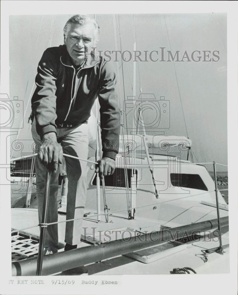 1969 Press Photo Actor Buddy Ebsen Aboard Boat - kfp07913- Historic Images