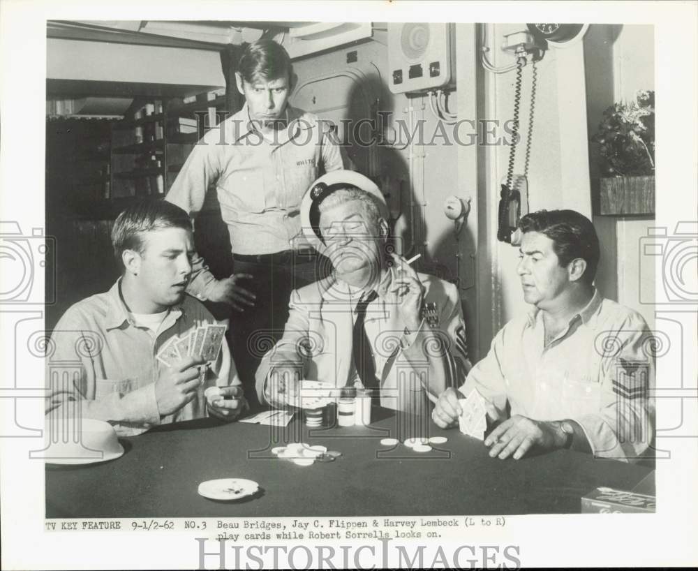 1962 Press Photo Four Actors During Card Game - kfp13289- Historic Images