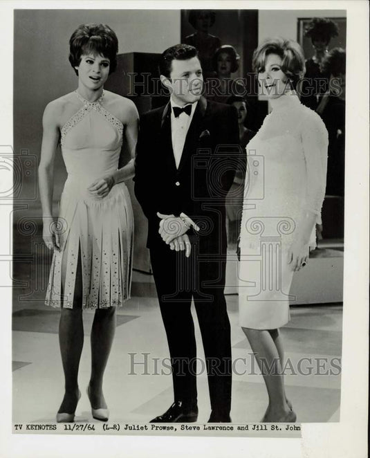 1964 Press Photo Entertainers Juliet Prowse, Steve Lawrence & Jill St. John- Historic Images
