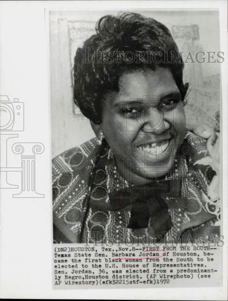 1972 Press Photo Texas State Senator Barbara Jordan of Houston - kfx02534- Historic Images