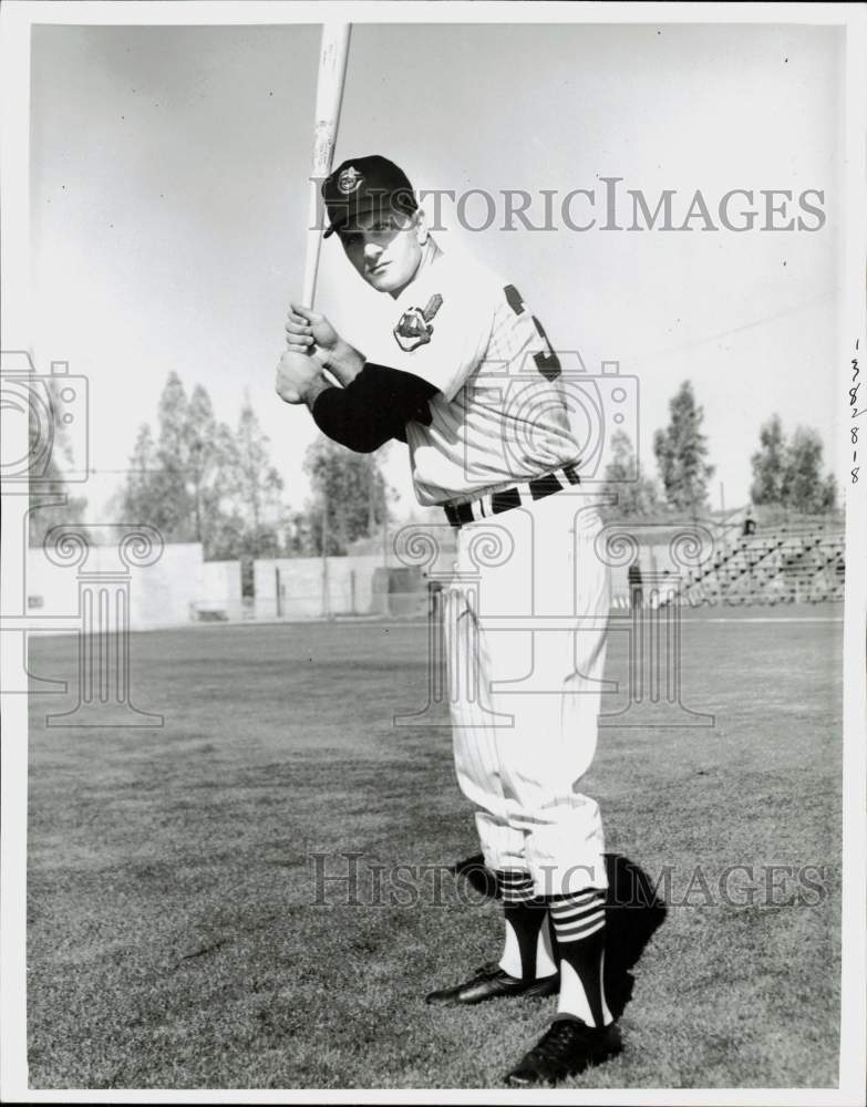 Press Photo Cleveland Indians Baseball Player Poses with Bat - kfx05201- Historic Images