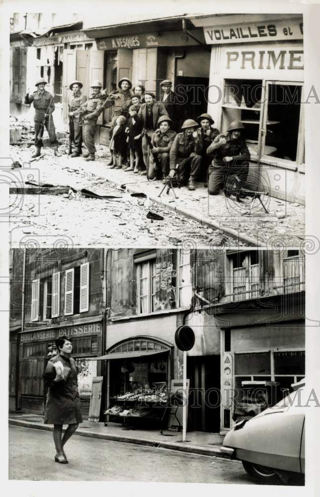 1969 Press Photo Caen following the invasion on D-Day and then 25 years later- Historic Images