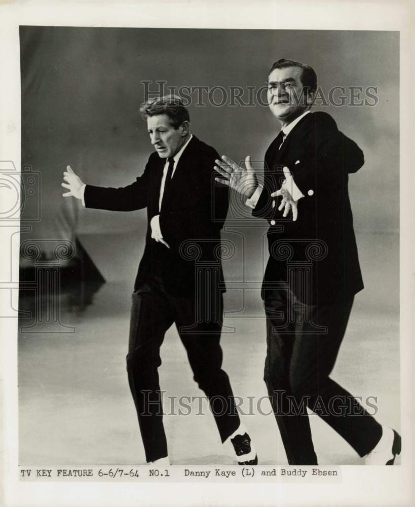 1964 Press Photo Buddy Ebsen performs dance routine with Danny Kaye - kfx14523- Historic Images