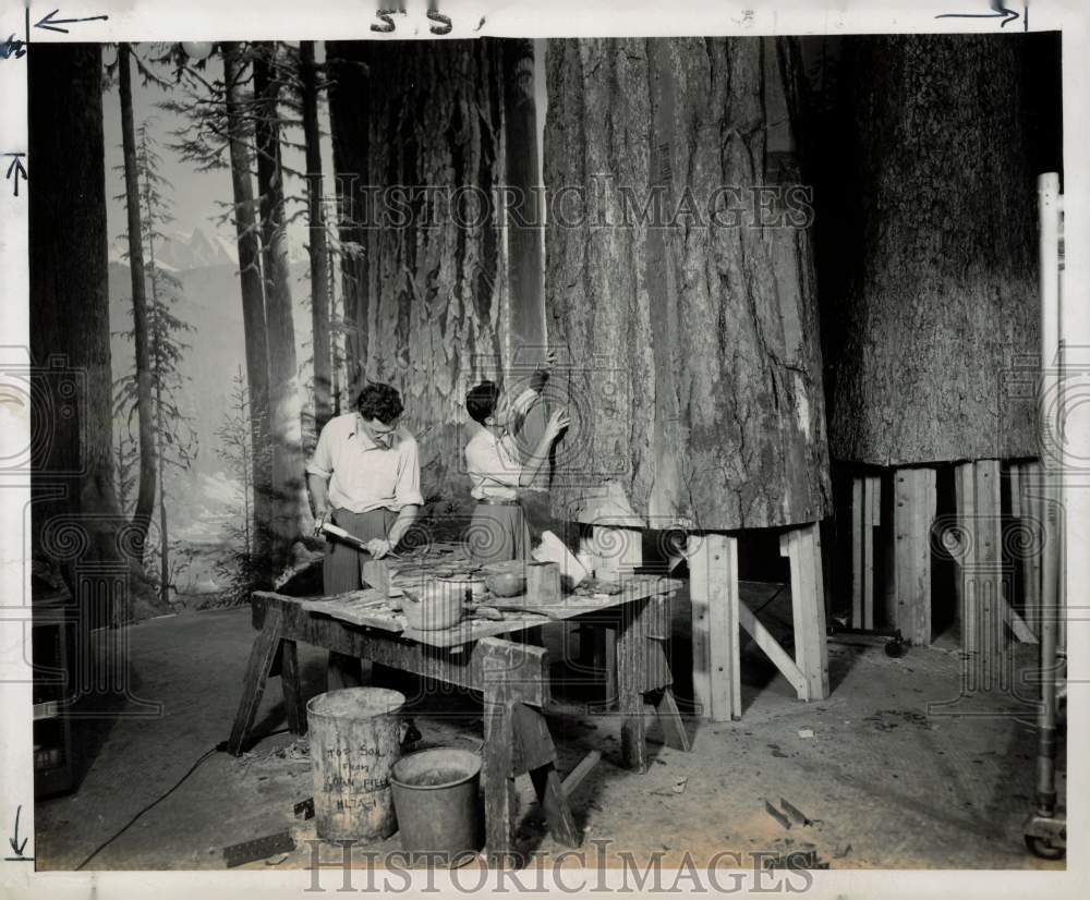 Press Photo Workers Constructing American Museum of Natural History Exhibit- Historic Images