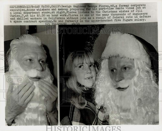 Press Photo Santa Claus George Florea with Jill Curlee in San Mateo, California- Historic Images